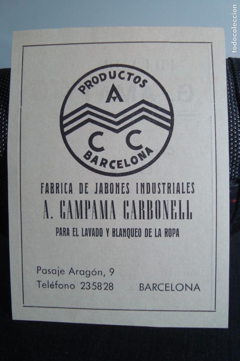 Cat&aacute;logos publicitarios: ANTIGUA PUBLICIDAD PRODUCTOS ACC A. CAMPANA CABONELL. FABRICA JABONES BARCELONA