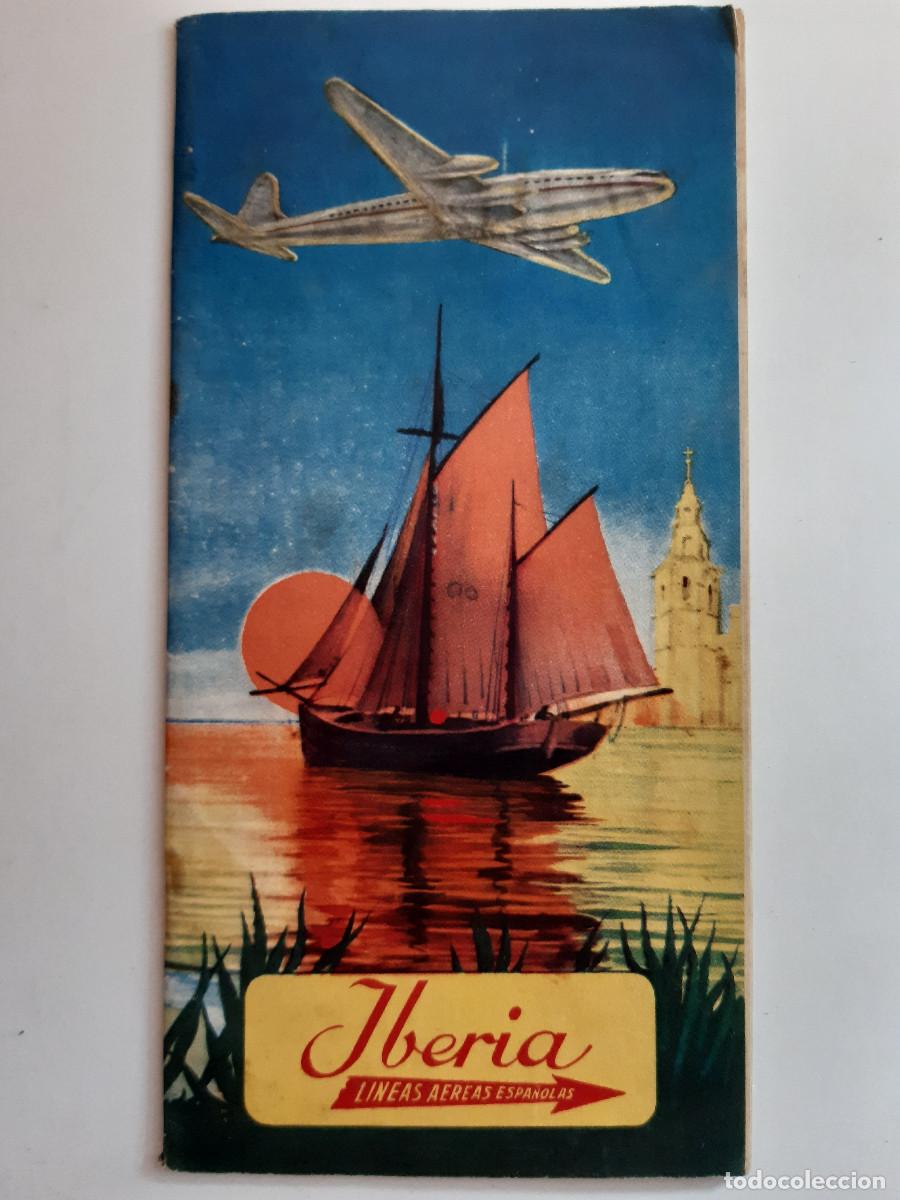 Cat&aacute;logos publicitarios: IBERIA LINEAS AEREAS ESPA&Ntilde;OLAS MARASEA 1953 ILUSTRADOR QUINTANILLA MAPA DE LINEAS FOLLETO PUBLICIDAD