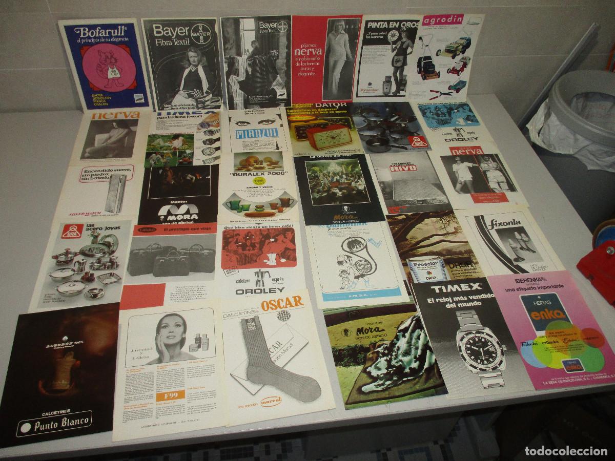 Cat&aacute;logos publicitarios: Lote 30 hojas publicidad revistas a&ntilde;os 70 Flamagas Bra Oroley Duralex Punto Blanco Timex Bayer....