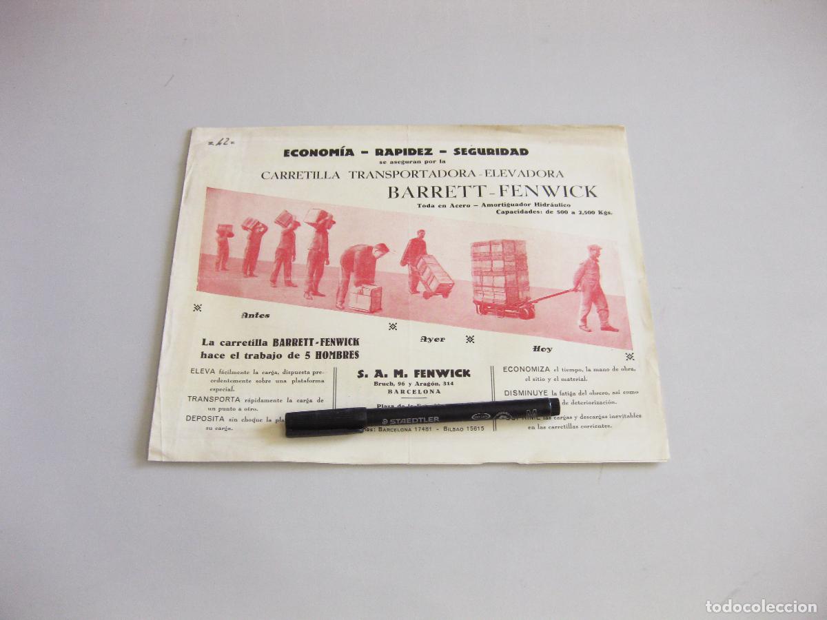 Cat&aacute;logos publicitarios: ANTIGUO CAT&Aacute;LOGO CARTEL PUBLICITARIO DE CARRETILLAS BARRETT FENWICK PARA GRANDES MERCANC&Iacute;AS