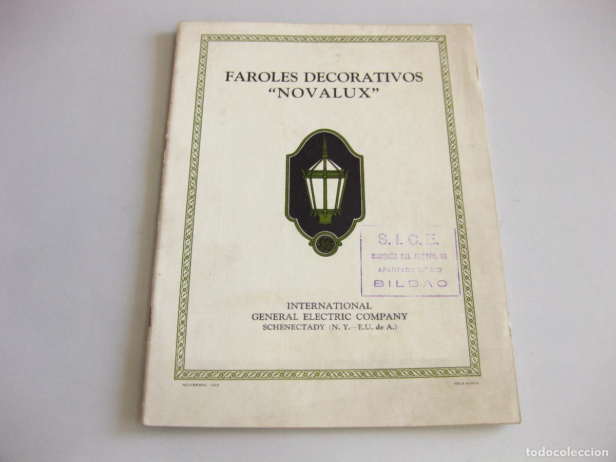Cat&aacute;logos publicitarios: ANTIGUO CAT&Aacute;LOGO DE FAROLAS. FAROLES DECORATIVOS NOVALUX. GENERAL ELECTRIC COMPANY