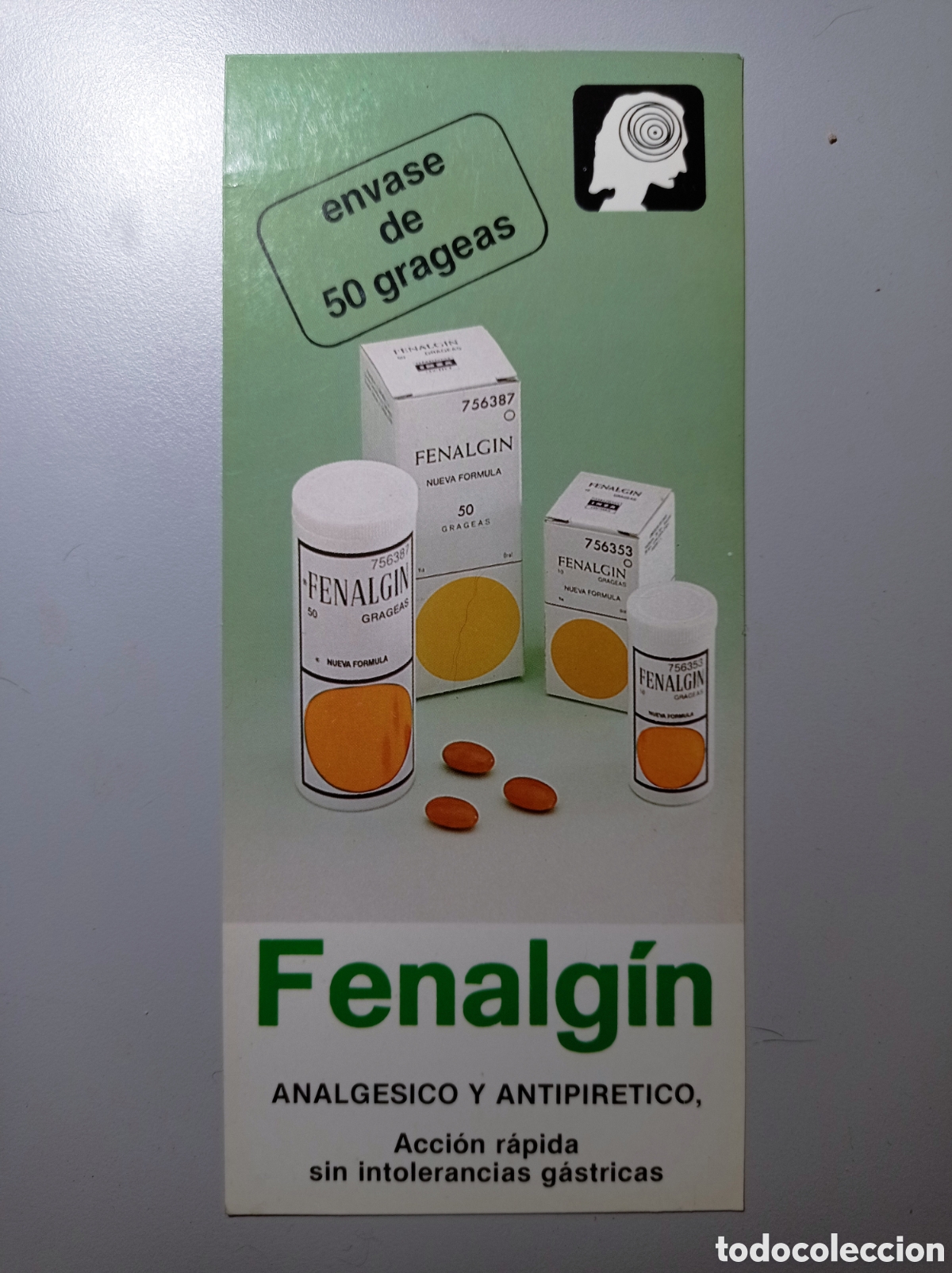 Cat&aacute;logos publicitarios: PUBLICIDAD DE ANTIGUO MEDICAMENTO. A&Ntilde;OS 80 &oacute; 90. FENALG&Iacute;N
