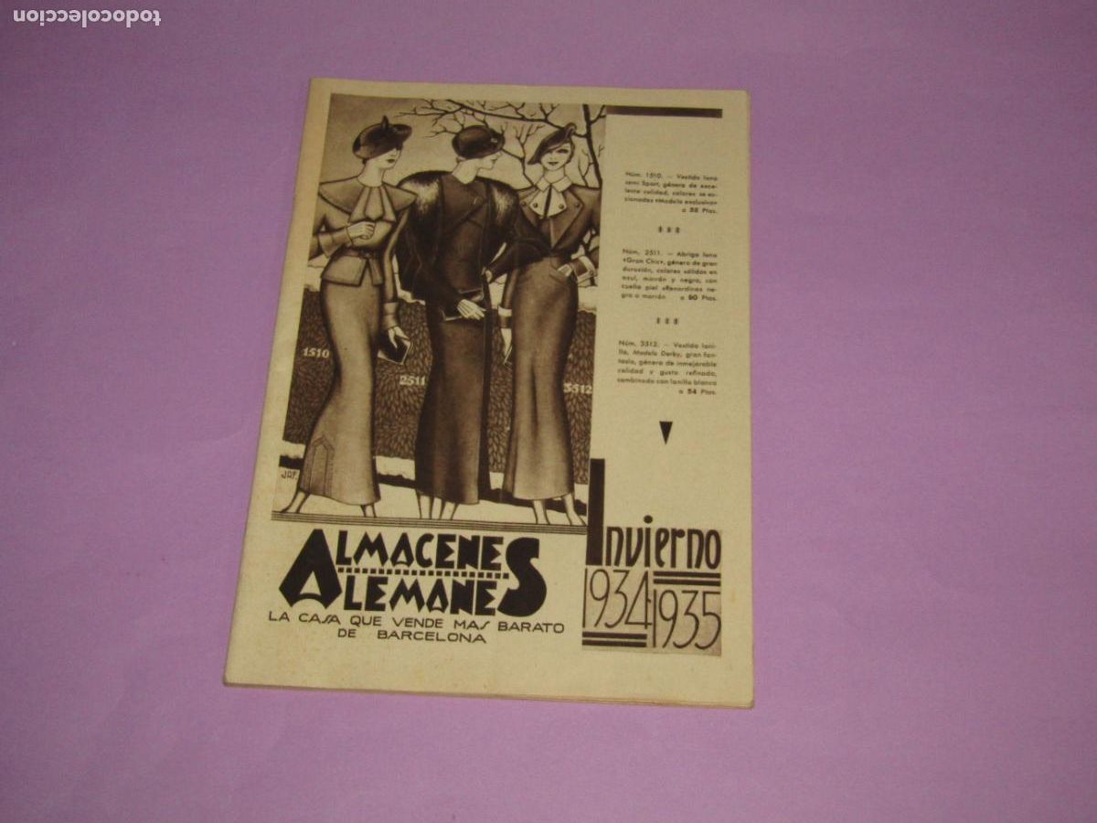 Cat&aacute;logos publicitarios: Antiguo Catalogo Almacenes ALEMANES de Barcelona - Republica Espa&ntilde;ola en Invierno 1934 - 35