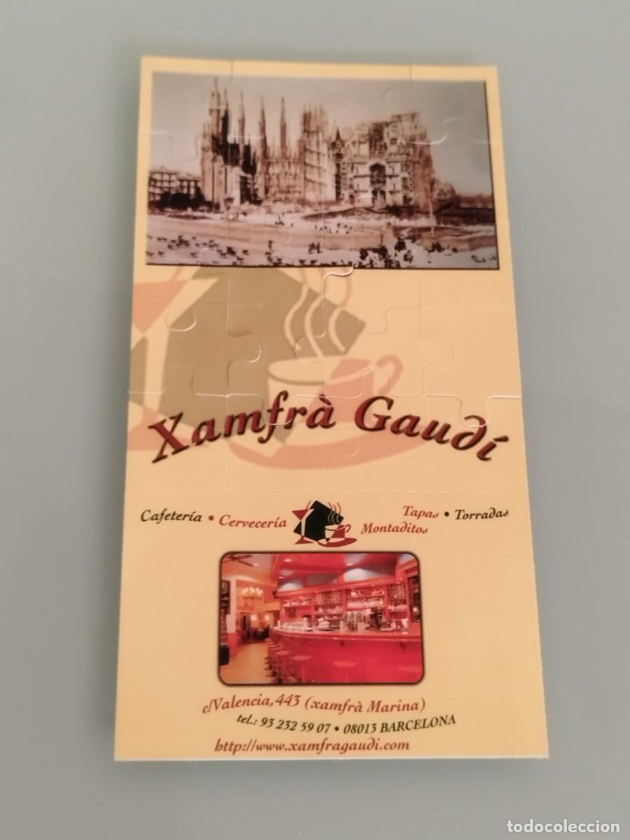 Cat&aacute;logos publicitarios: Publicidad en forma de rompecabezas de el restaurante Xamfr&agrave; Gaud&iacute; en Barcelona. Sagrada familia.