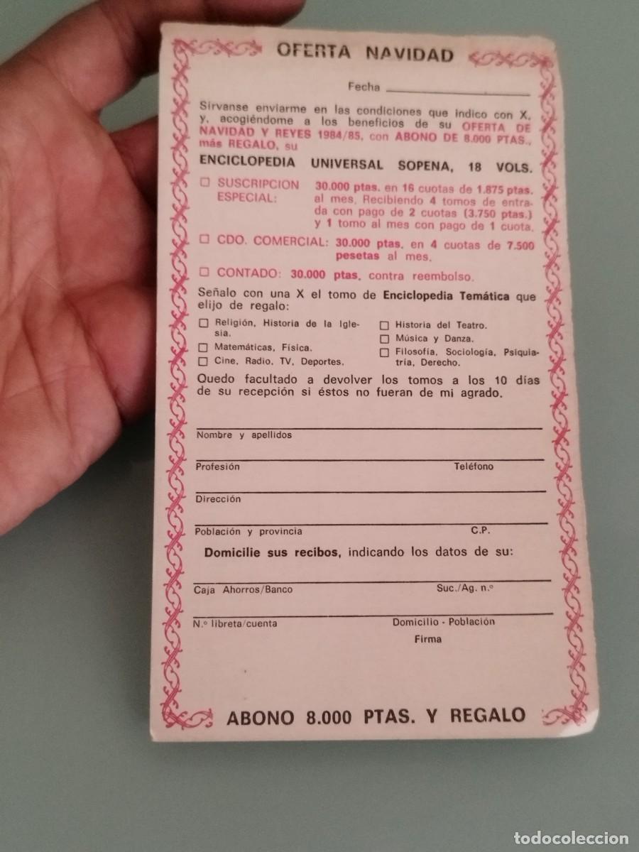 Cat&aacute;logos publicitarios: bolet&iacute;n de suscripci&oacute;n antiguo para la Enciclopedia Universal Sopena de 18 vol&uacute;menes.