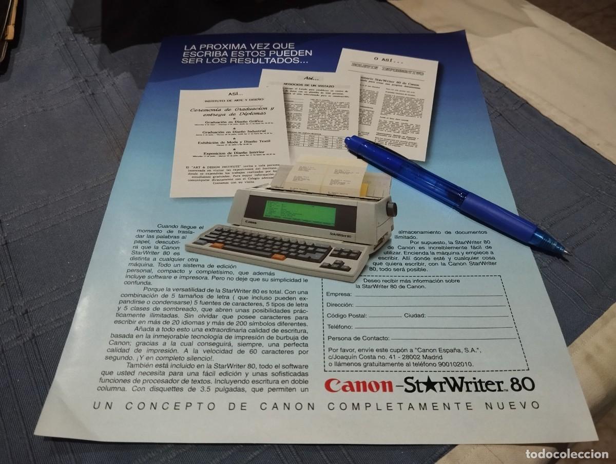 Cat&aacute;logos publicitarios: CANON STARWRITER 80 ANUNCIO PUBLICIDAD REVISTA 1992 BONITO PARA ENMARCAR