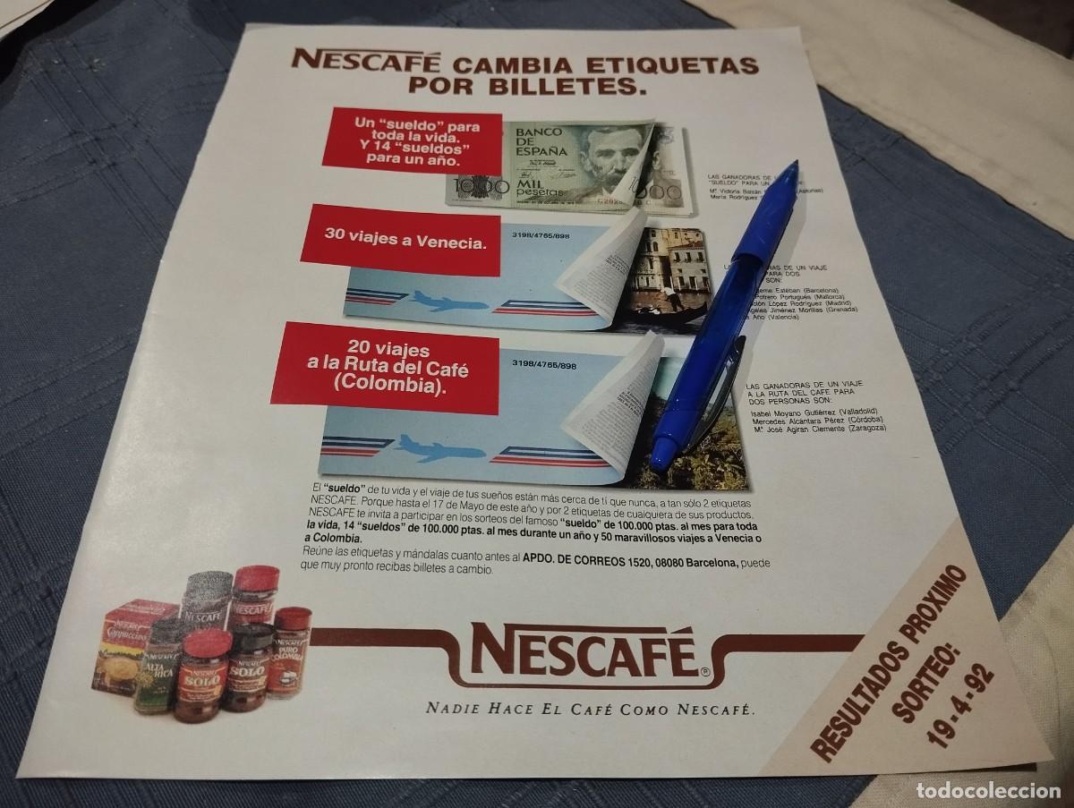 Cat&aacute;logos publicitarios: NESCAFE ANUNCIO PUBLICIDAD REVISTA 1992 BONITO PARA ENMARCAR