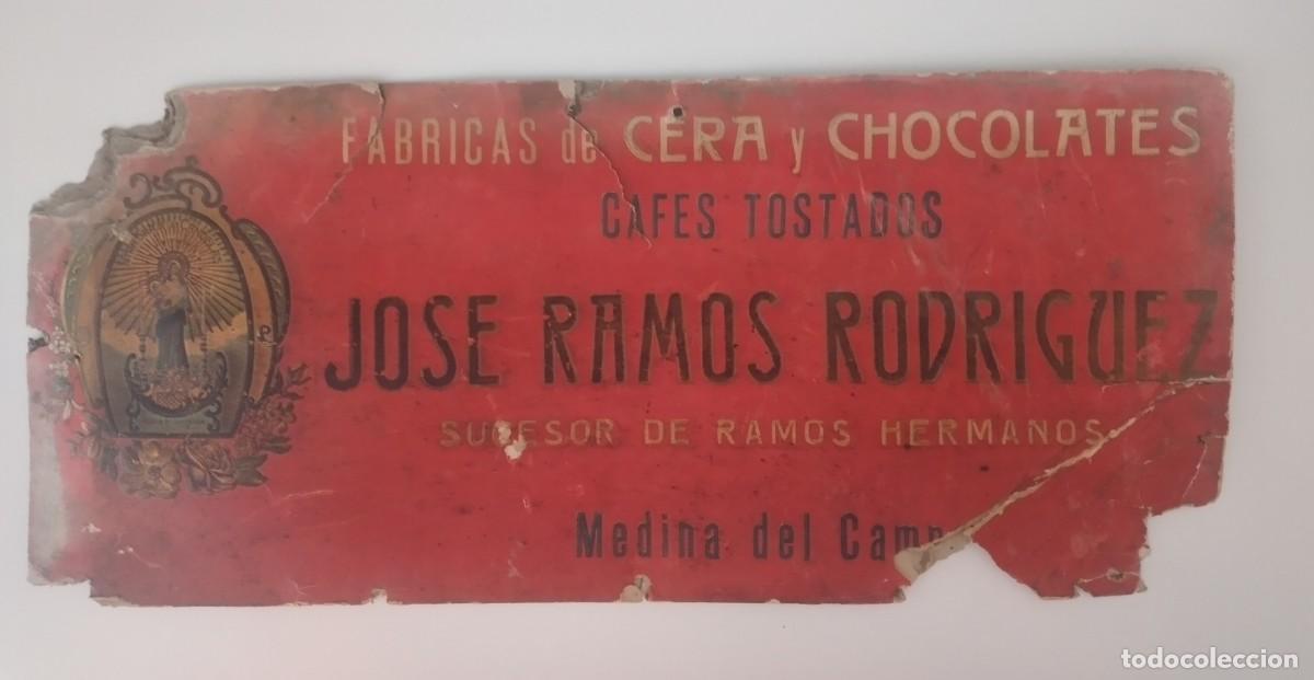 Cat&aacute;logos publicitarios: CARTEL ANTIGUO ORIGINAL: Fca. de cera y chocolates Jos&eacute; Ramos Rodr&iacute;guez