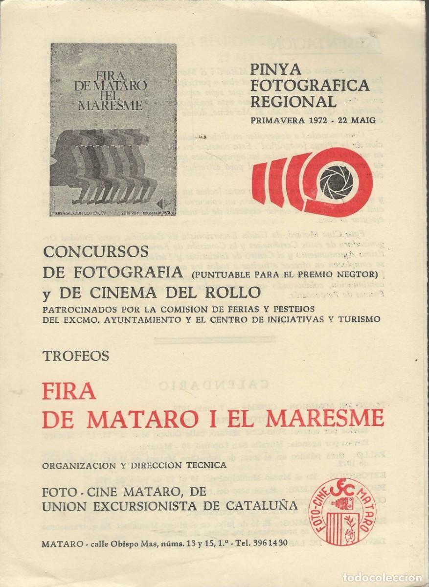 Cat&aacute;logos publicitarios: PINYA FOTOGR&Aacute;FICA REGIONAL -- PRIMAVERA DE 1972 -- 22 MAIG