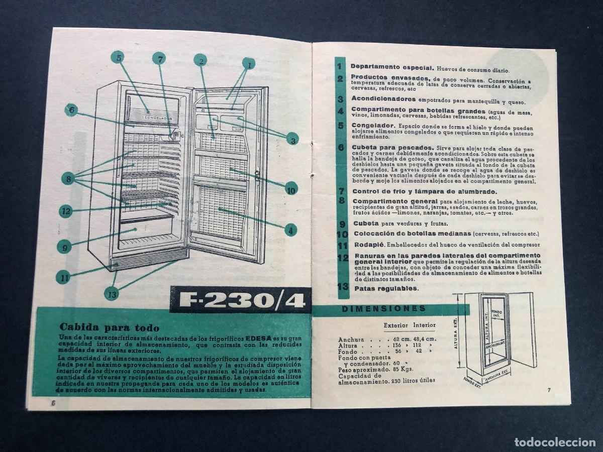 Cat&aacute;logos publicitarios: FRIGORIFICO F-230/4 / EDESA / MANUAL INSTRUCCIONES A&Ntilde;O 1965 / 20 P&Aacute;GINAS