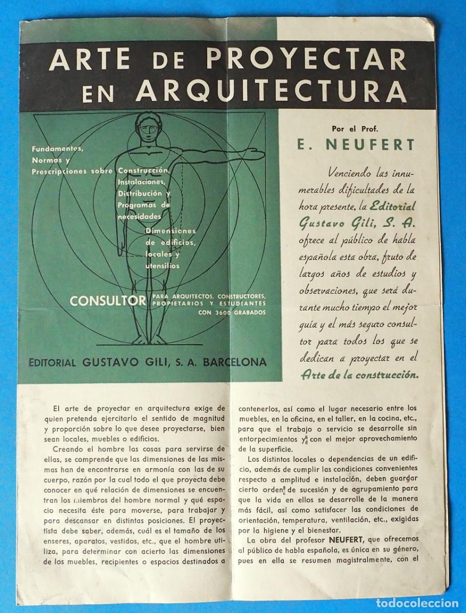 Cat&aacute;logos publicitarios: ANTIGUO CATALOGO PUBLICIDAD: ARTE DE PROYECTAR EN ARQUITECTURA. PROFESOR ERNST NEUFERT