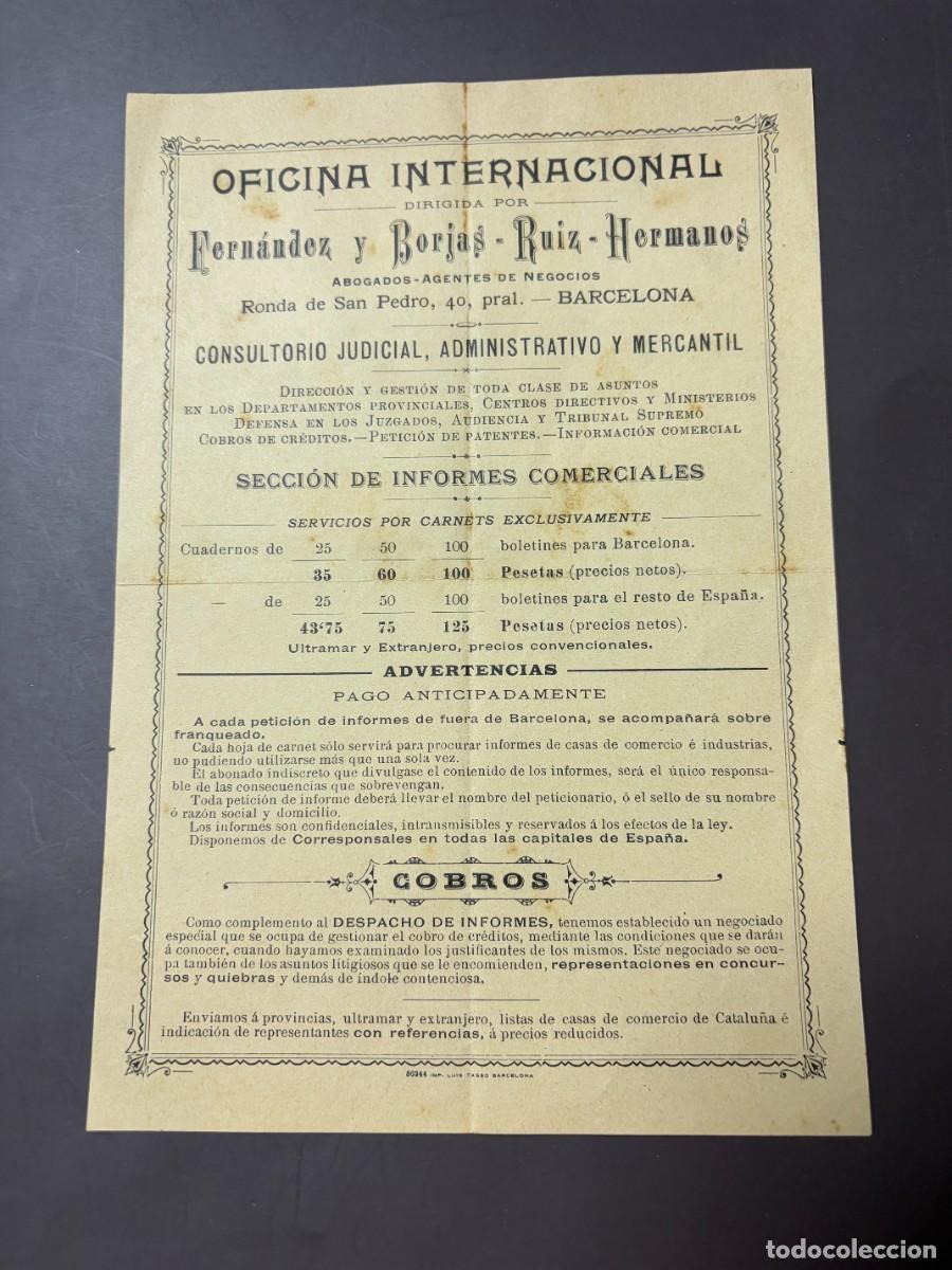 Cat&aacute;logos publicitarios: HOJA PUBLICITARIA OFICINA INTERNACIONAL FERN&Aacute;NDEZ Y BORJAS &ndash; RUIZ HERMANOS &ndash; CONSULTORIO JUDICIAL