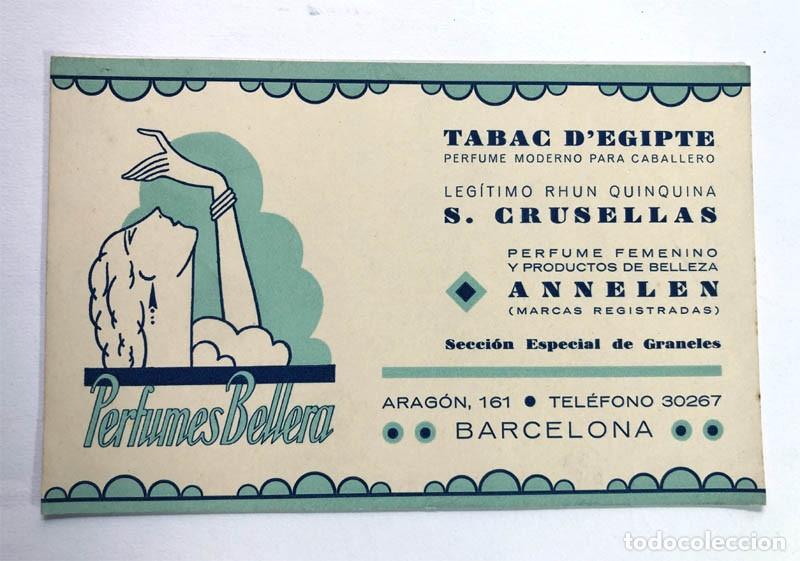 Cat&aacute;logos publicitarios: TARJETA PUBLICIDAD / PERFUMES BELLERA ( BARCELONA ) TABAC D'EGIPTE / RHUN CRUSELLAS / ANNELEN
