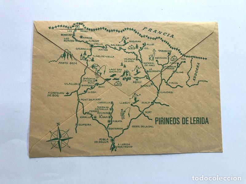 Cat&aacute;logos publicitarios: ANTIGUO SOBRE SIN USAR / REVERSO MAPA PIRINEOS DE L&Eacute;RIDA / LLEIDA