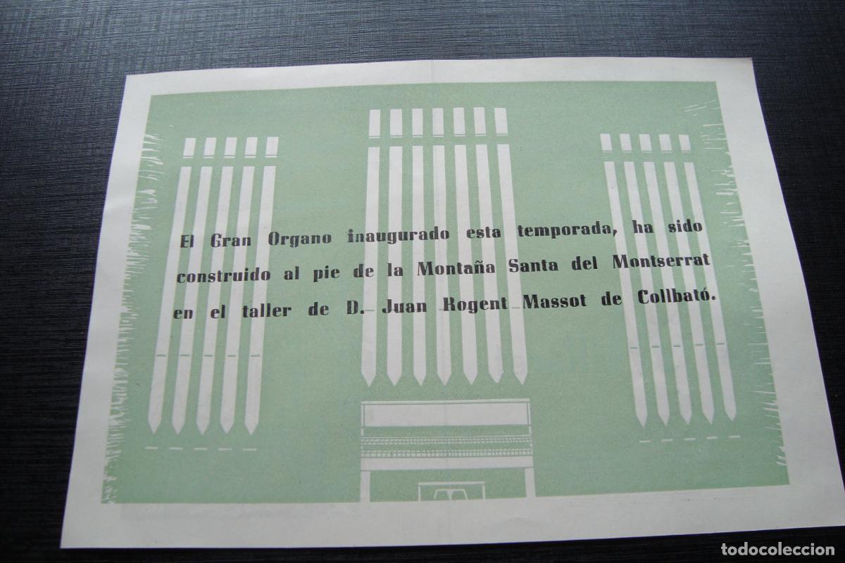 Cat&aacute;logos publicitarios: ANTIGUA PUBLICIDAD INAUGURACION ORGANO TALLER JUAN RIGENT MASSOT COLLBAT&Oacute;. MOSAICOS JOSE MILLARET
