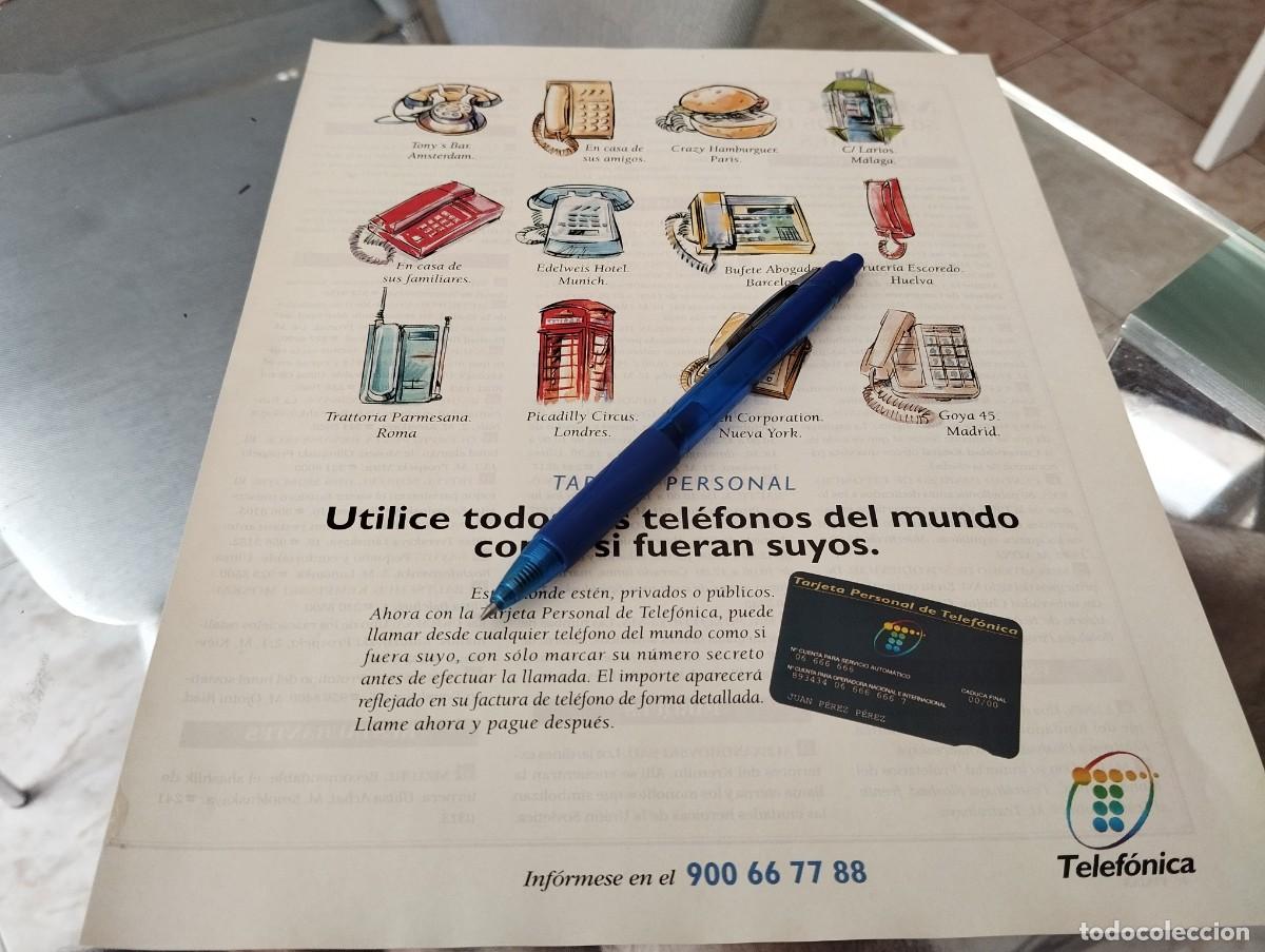 Cat&aacute;logos publicitarios: TARJETA TELEFONICA CLIPPING ANUNCIO PUBLICIDAD REVISTA 1995 BONITO PARA ENMARCAR