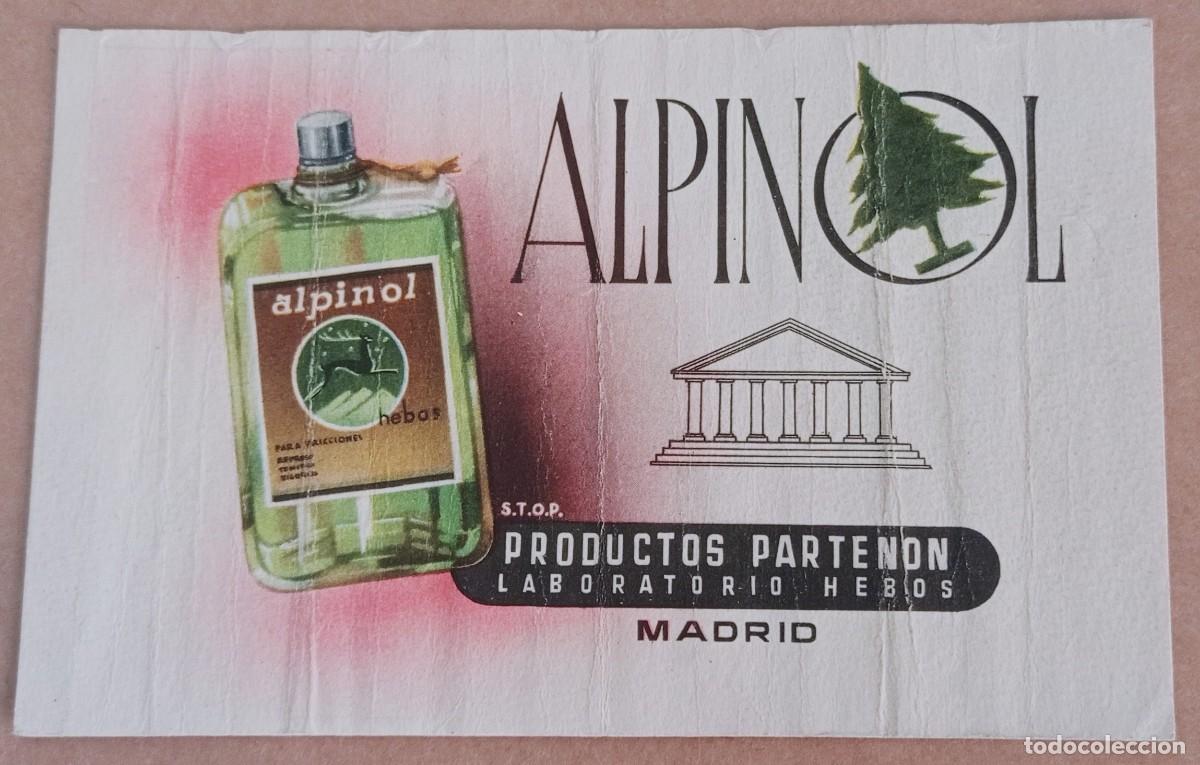 Cat&aacute;logos publicitarios: PUBLICIDAD ALPINOL - AGUA DE COLONIA MADRID 1949