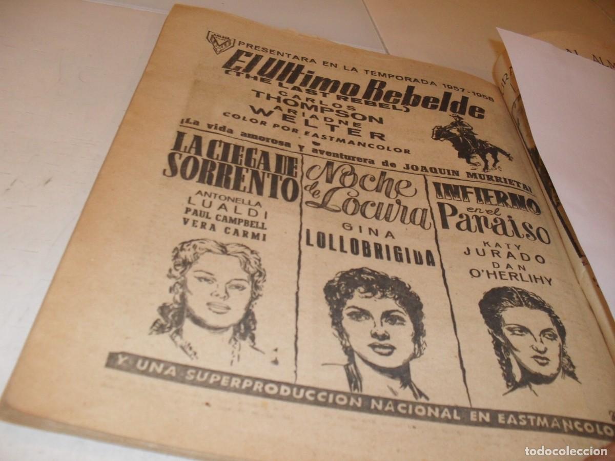 Cat&aacute;logos publicitarios: (REF 93),BELLA LAMINA PUBLICITARIA CON 4 CARTELES DE CINE,EDITADO EN 1957