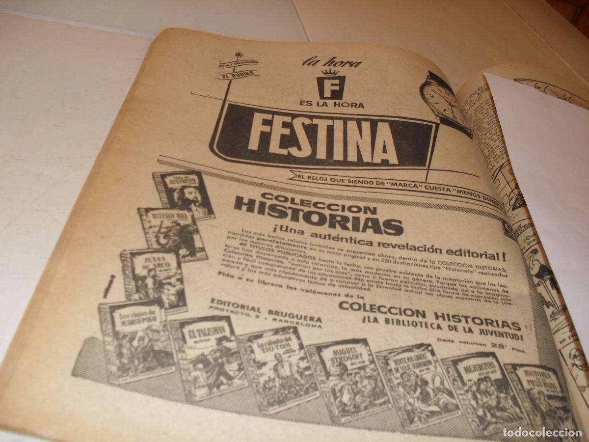 Cat&aacute;logos publicitarios: (REF 93),BELLA LAMINA PUBLICITARIA RELOJ FESTINA Y COLECCION HISTORIAS BRUGUERA,EDITADO EN 1957