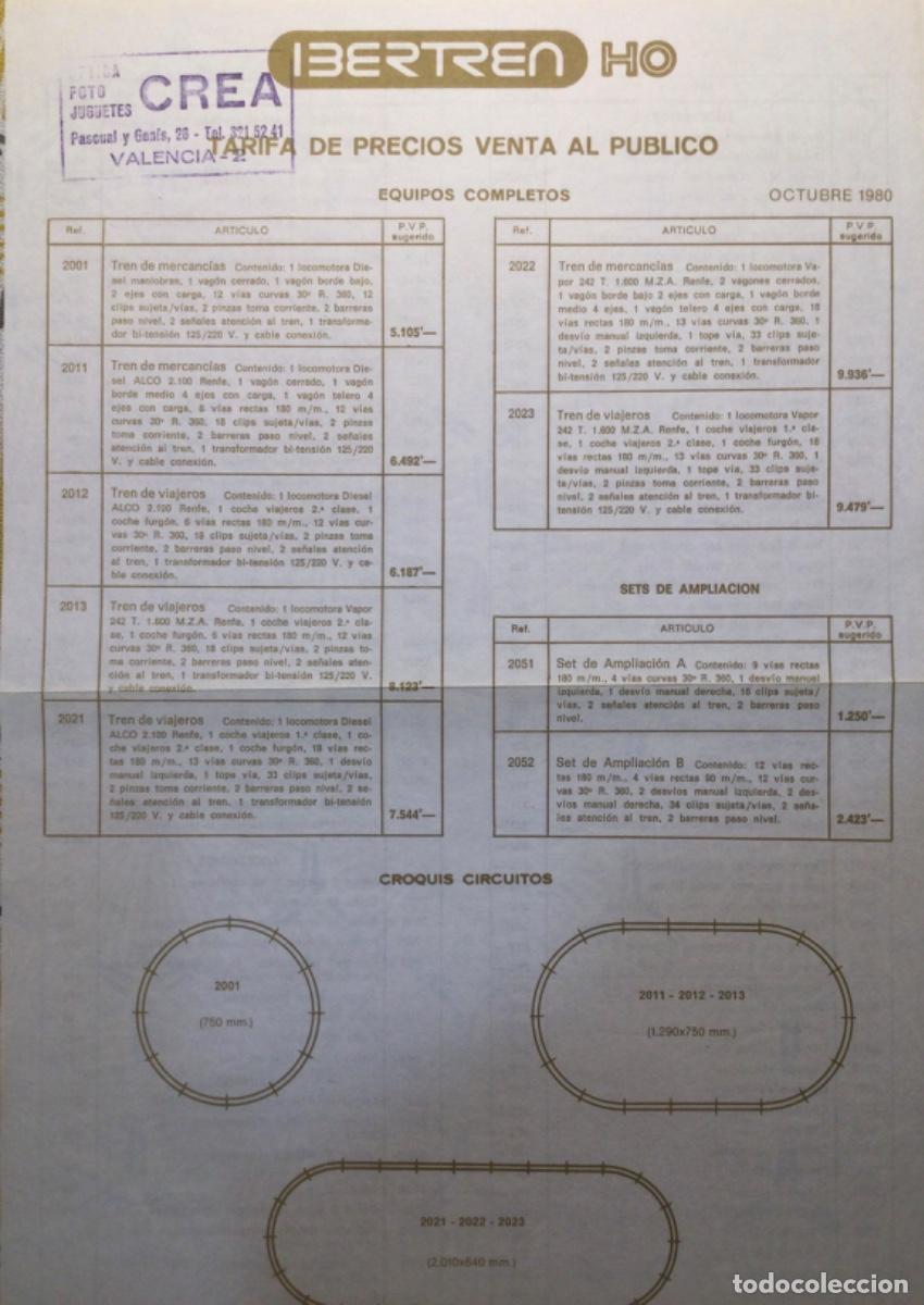 Cat&aacute;logos publicitarios: TRENES IBERTREN HO TARIFA PRECIOS OCTUBRE 1980