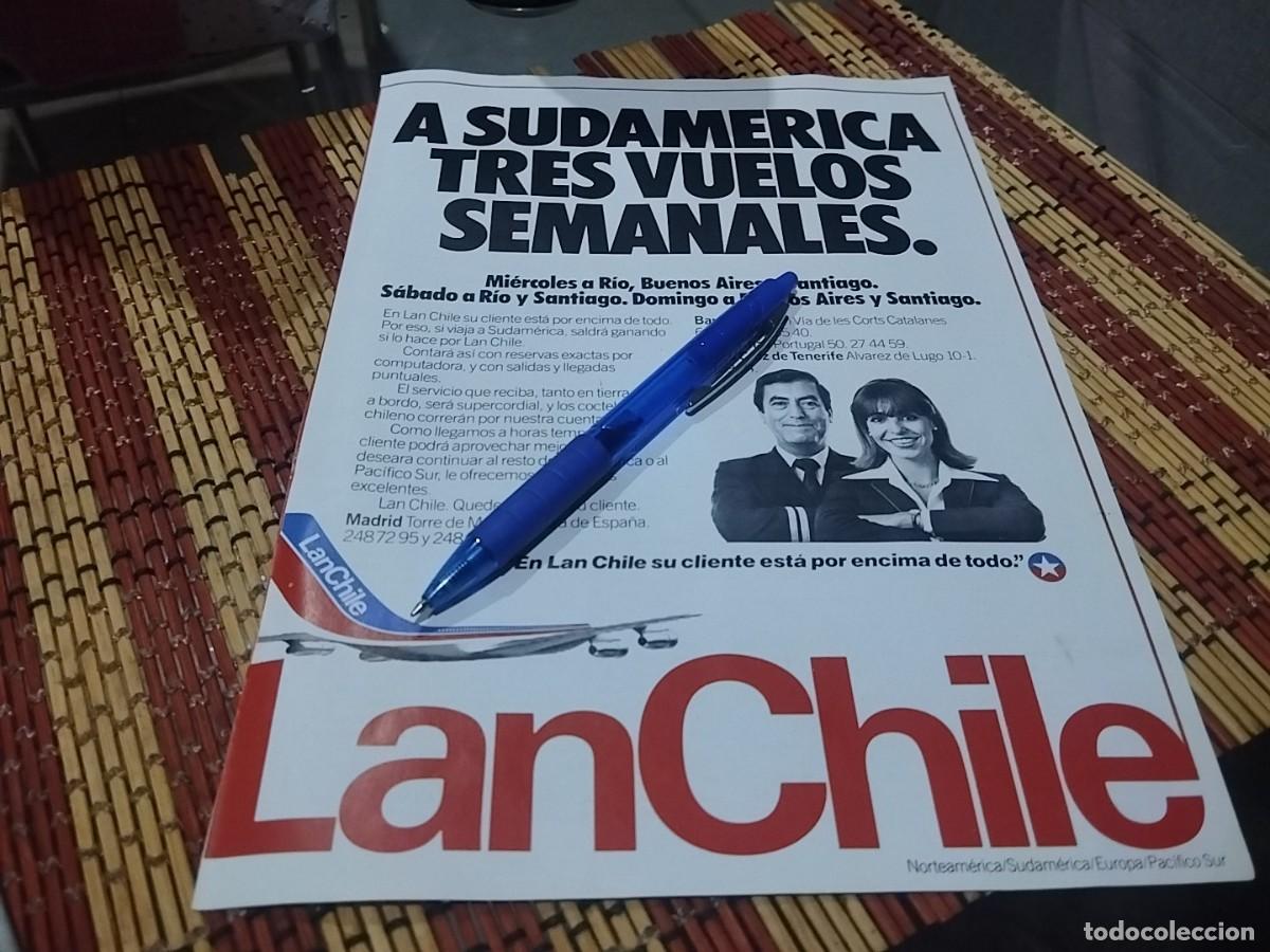 Cat&aacute;logos publicitarios: LANCHILE LAN CHILE LINEAS AEREAS CLIPPING HOJA ANUNCIO PUBLICIDAD REVISTA A&Ntilde;OS 80