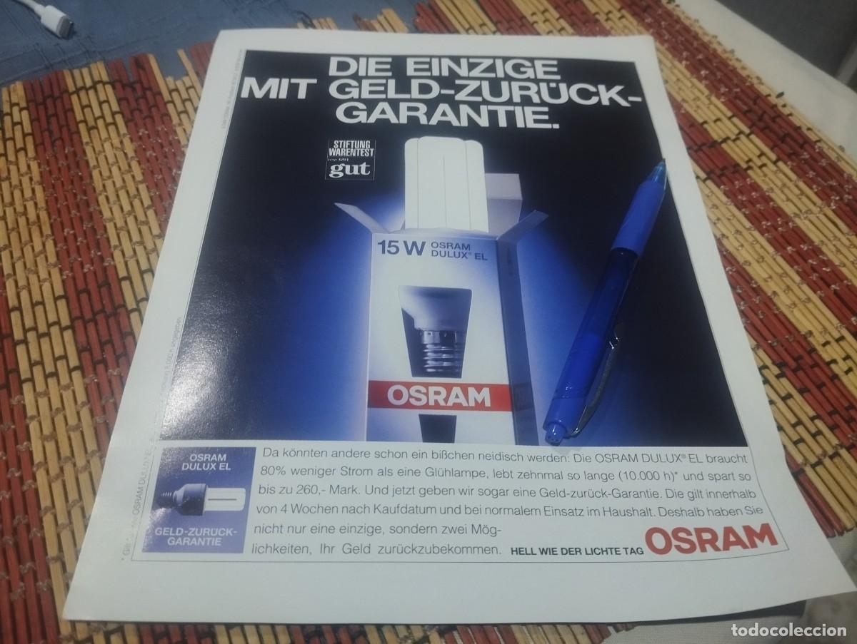 Cat&aacute;logos publicitarios: BOMBILLAS OSRAM CLIPPING HOJA ANUNCIO PUBLICIDAD REVISTA ALEMANA 1994