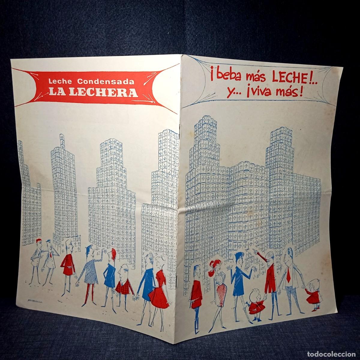 Cat&aacute;logos publicitarios: Raro Dossier folleto publicitario interno La Lechera Nestle 50s 60s Campana Pilas Punto de Venta
