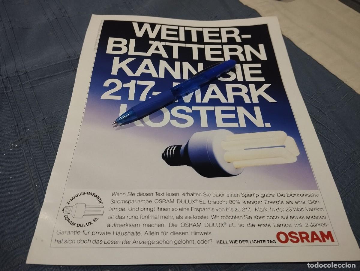 Cat&aacute;logos publicitarios: OSRAM BOMBILLAS CLIPPING HOJA ANUNCIO PUBLICIDAD REVISTA ALEMANA 1994