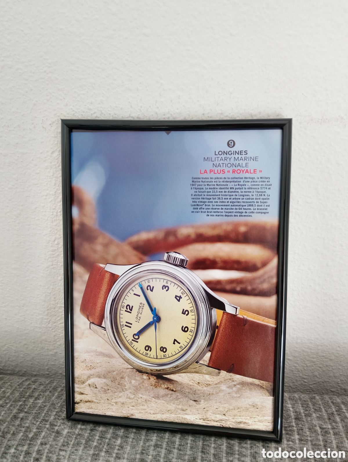 Cat&aacute;logos publicitarios: Longines reloj anuncio original con marco