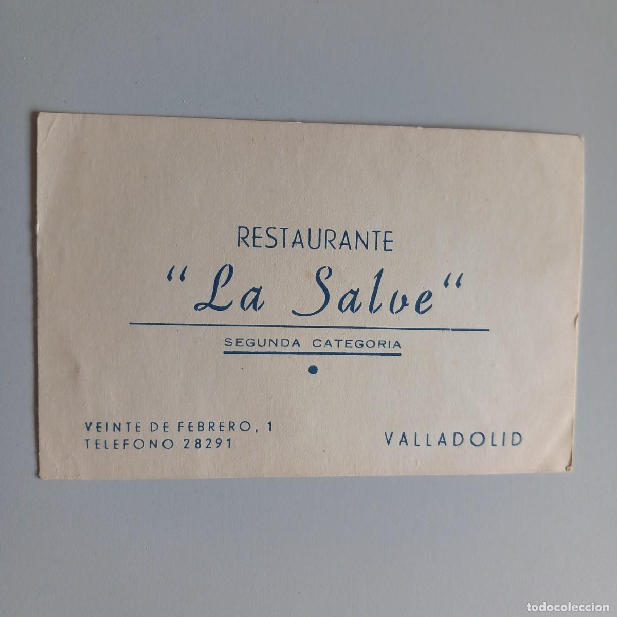 Cat&aacute;logos publicitarios: Antigua Tarjeta Restaurante LA SALVE Valladolid A&ntilde;os 50/60