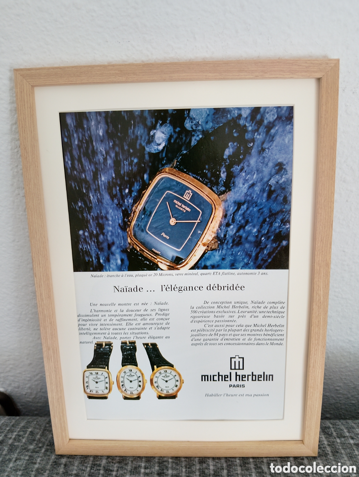 Cat&aacute;logos publicitarios: Michel Herbelin reloj anuncio original con marco