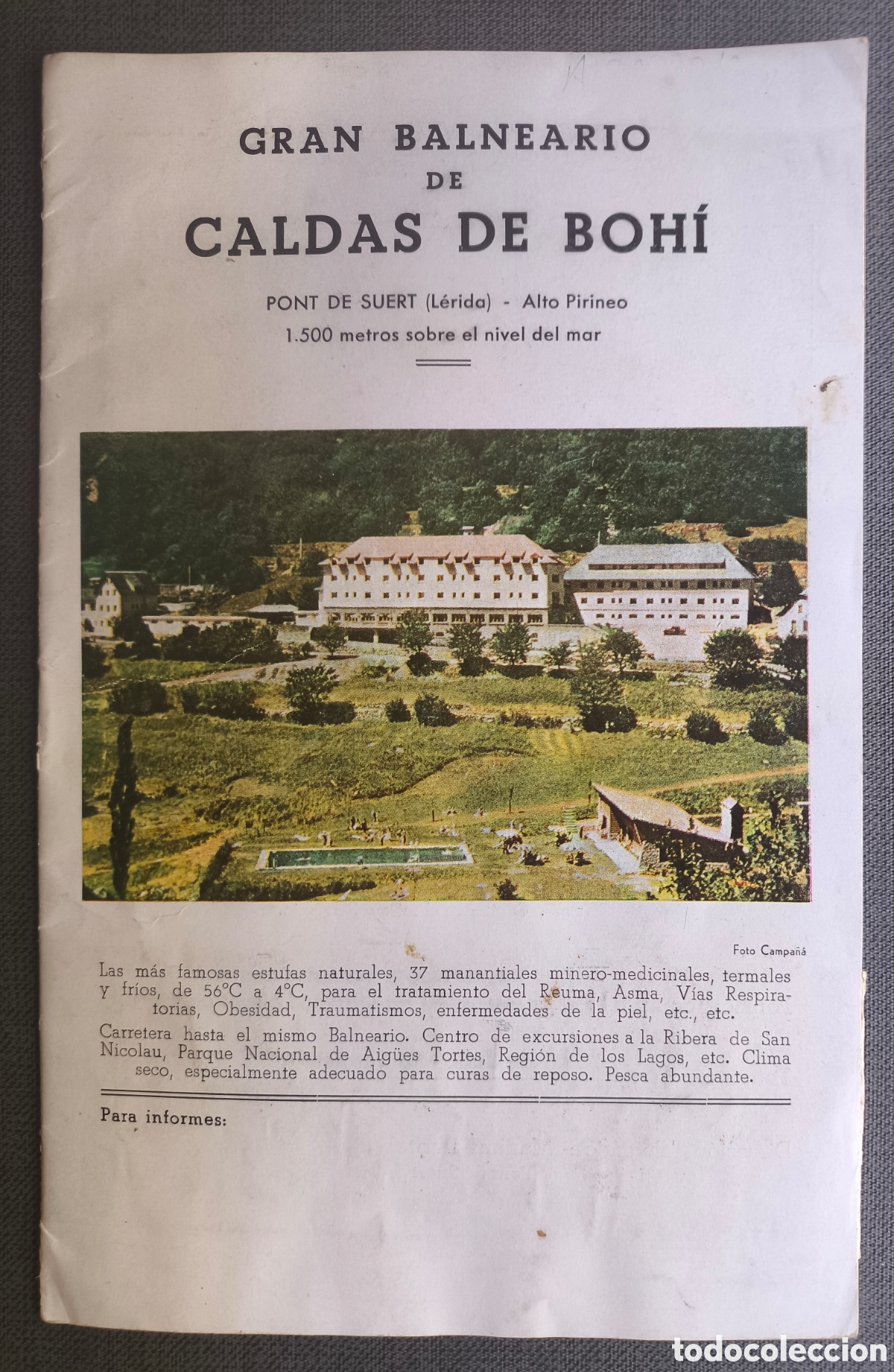 Advertising Catalogs: CALDES DE BO&Iacute; BALNEARI CAT&Aacute;LOGO PONT DE SUERT LLEIDA C. 1965