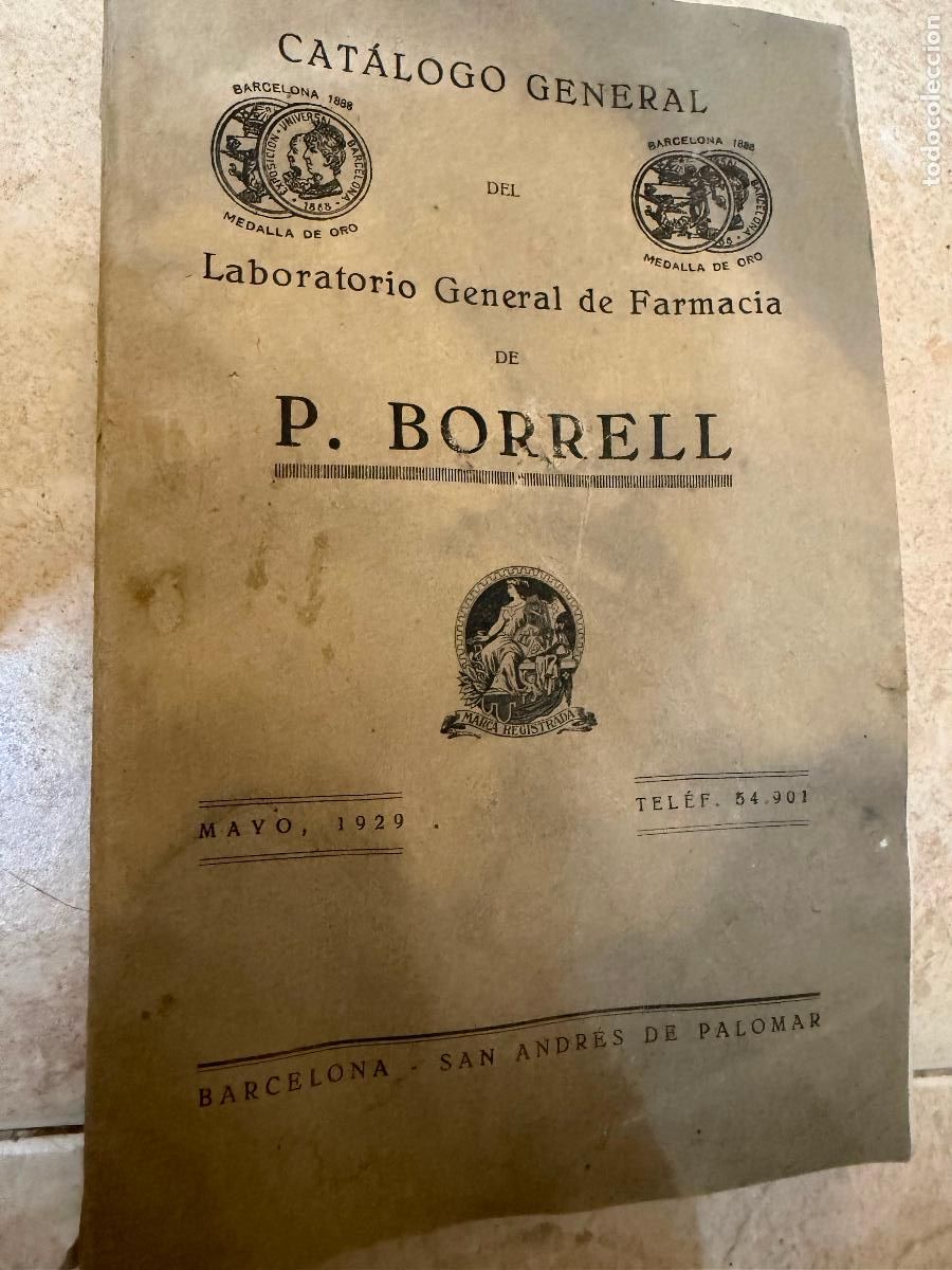 Cat&aacute;logos publicitarios: Cat&aacute;logo general laboratorio de farmacia p. Borrell 1929