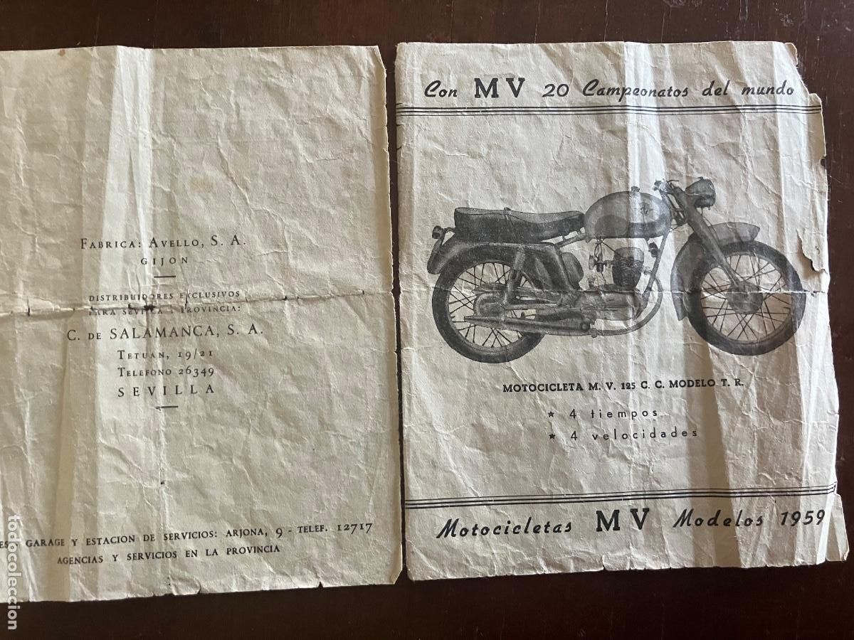 Cat&aacute;logos publicitarios: Folleto motocicletas MV modelos 1959