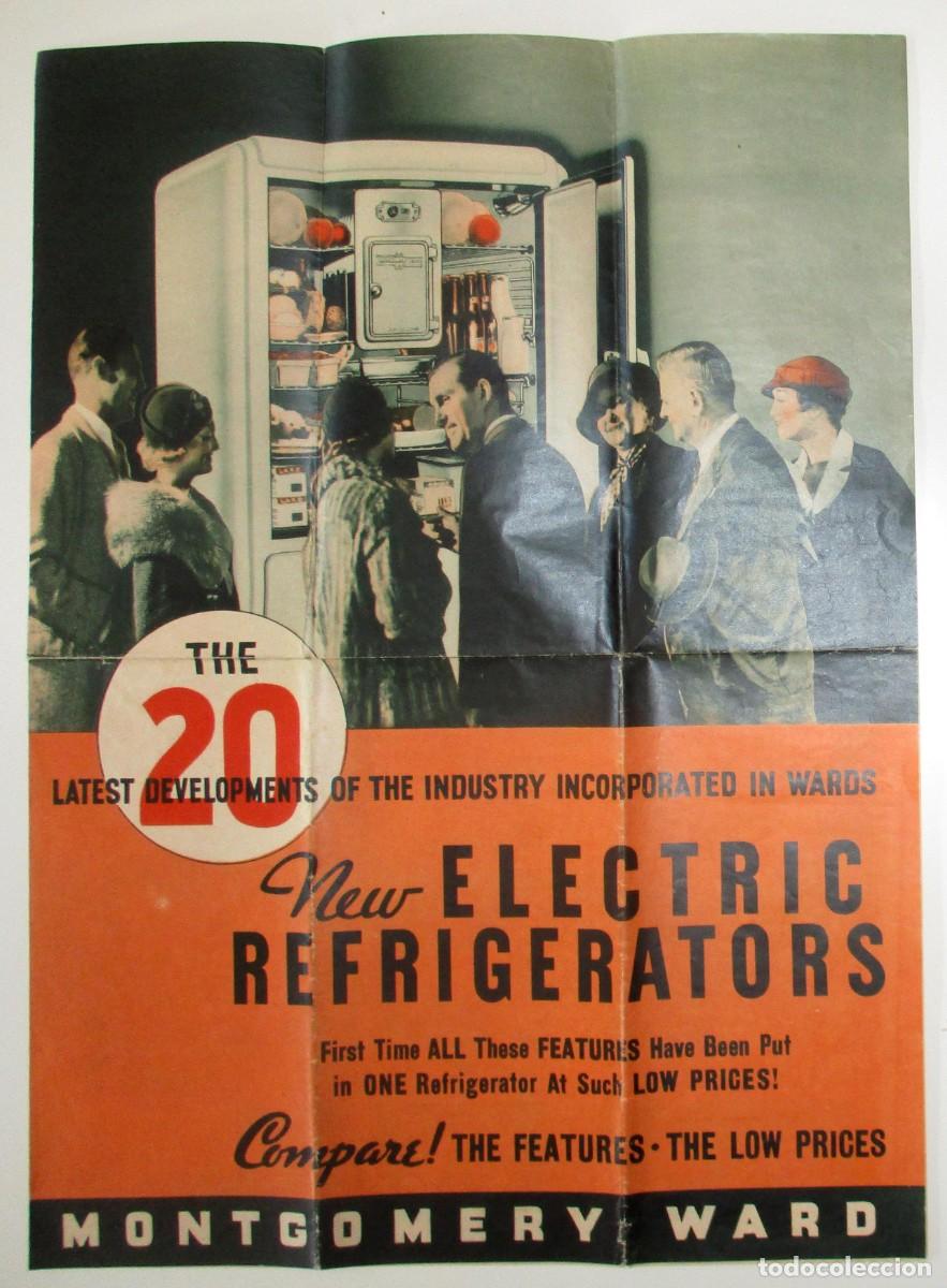 Cat&aacute;logos publicitarios: MONTGOMERY WARD. FOLLETO PUBLICITARIO DE FRIGOR&Iacute;FICOS EL&Eacute;CTRICOS ORIGINAL DE LOS A&Ntilde;OS 30.