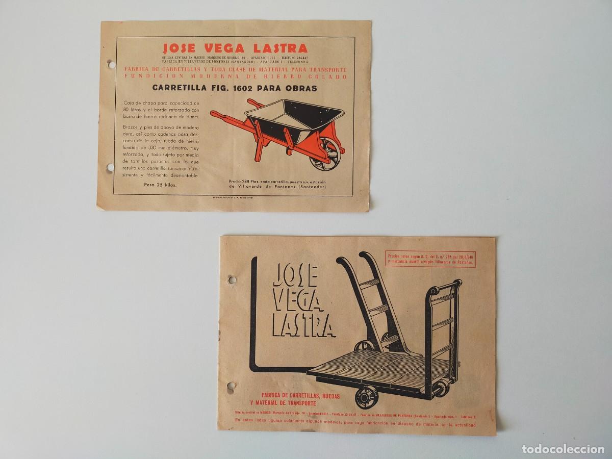 Cat&aacute;logos publicitarios: Jos&eacute; Vega Lastra. Cat&aacute;logo y Folleto de Carretillas, ruedas y material de transporte - A&ntilde;os 40