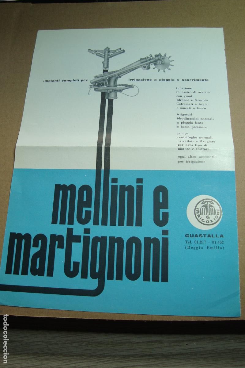 Cat&aacute;logos publicitarios: ANTIGUA PUBLICIDAD MELLINI E MARTIGNOLI IRRIGAZIONE GUSTALLA REGGIO EMILIA ITALIA