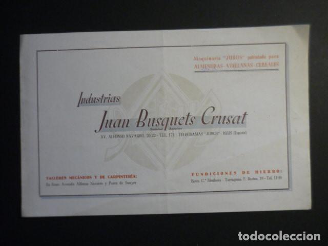 Catalogues publicitaires: REUS TARRAGONA JUAN BUSQUETS CRUSAT TALLERES MECANICOS Y CARPINTERIAS DIPTICO PUBLICITARIO