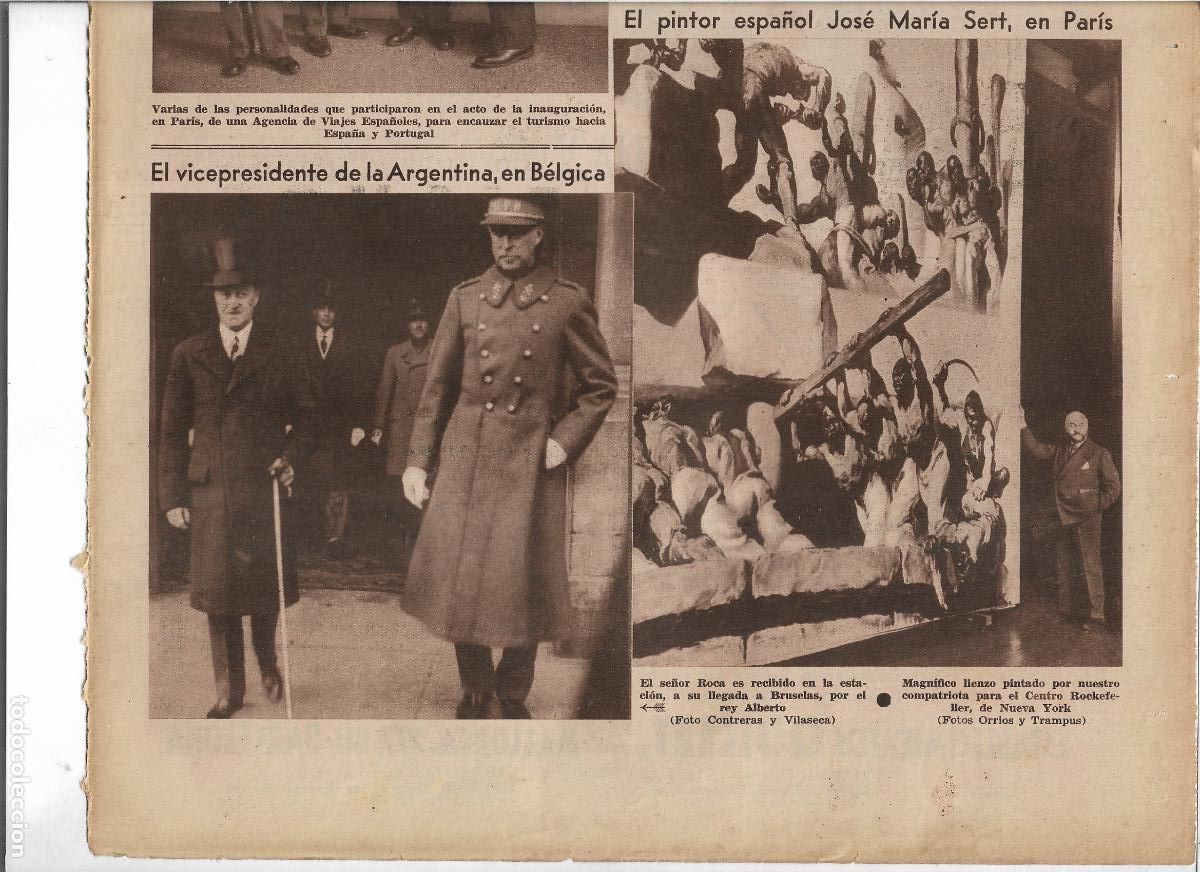 Cat&aacute;logos publicitarios: A&Ntilde;O 1933 RECORTE PRENSA PINTURA LIENZO PINTOR JOSE MARIA SERT EN EL ROCKEFELLER CENTER NUEVA YORK
