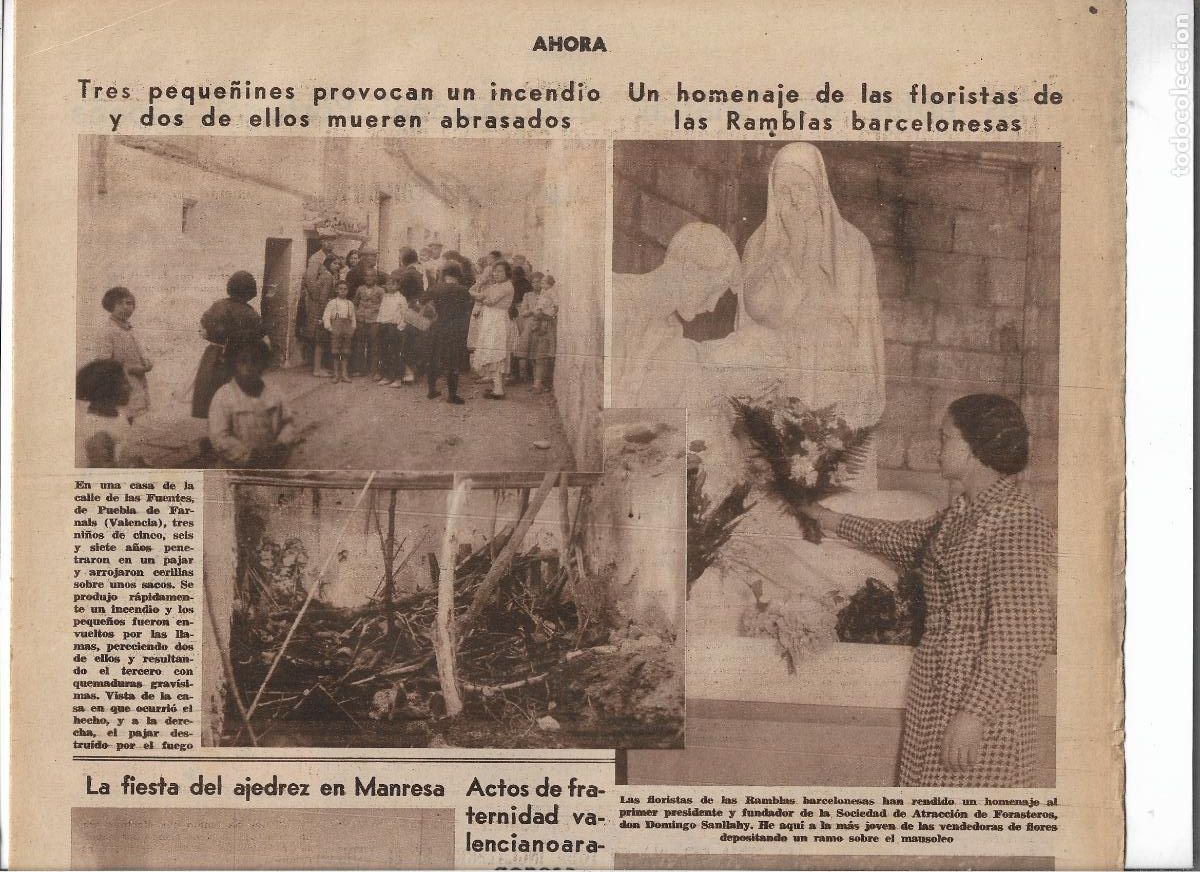 Cat&aacute;logos publicitarios: A&Ntilde;O 1933 LA PUEBLA DE FARNALS VALENCIA CALLE LAS FUENTES NI&Ntilde;OS PROVOCAN UN INCENDIO MUEREN DOS NI&Ntilde;OS