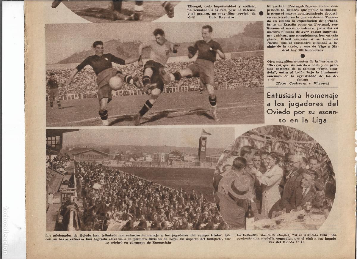 Cat&aacute;logos publicitarios: A&Ntilde;O 1933 EL OVIEDO SUBE A PRIMERA DIVISION FUTBOL HOMENAJE JUGADORES CAMPO BUENAVISTA MISS ASTURIAS