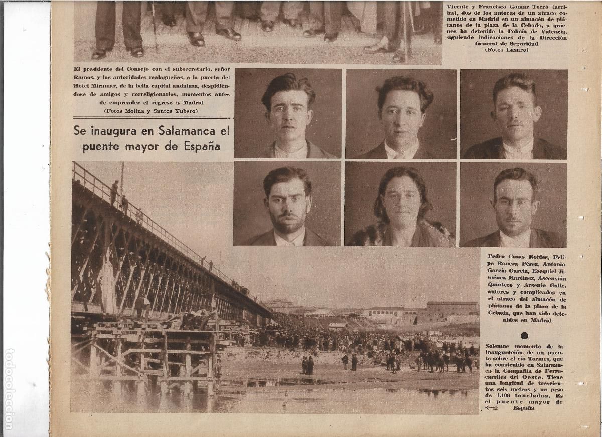 Cat&aacute;logos publicitarios: A&Ntilde;O 1933 SALAMANCA INAUGURACION PUENTE MAYOR DE ESPA&Ntilde;A RIO TORMES COMPA&Ntilde;IA FERROCARRILES DEL OESTE