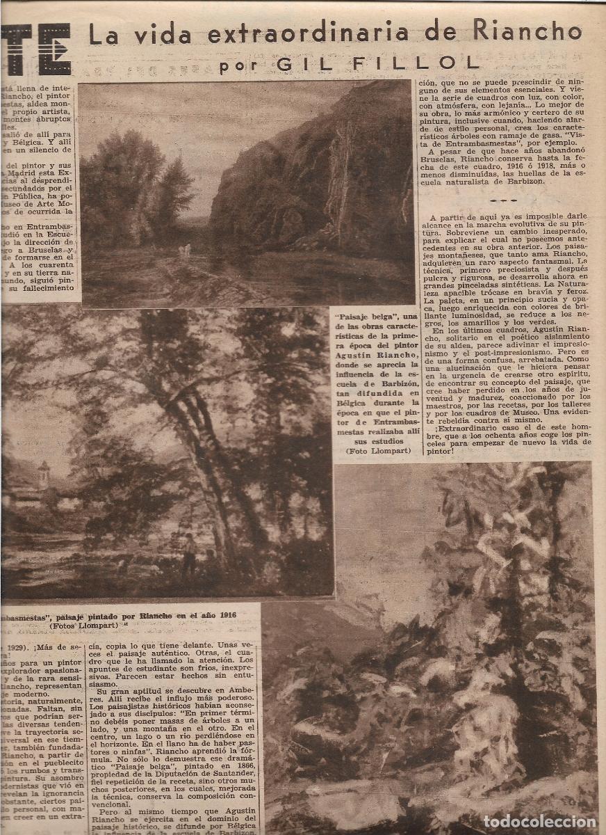 Cat&aacute;logos publicitarios: A&Ntilde;O 1933 RECORTE PRENSA PINTURA PINTOR AGUSTIN RIANCHO VISTA ENTRAMBASMESTAS PAISAJE BELGA