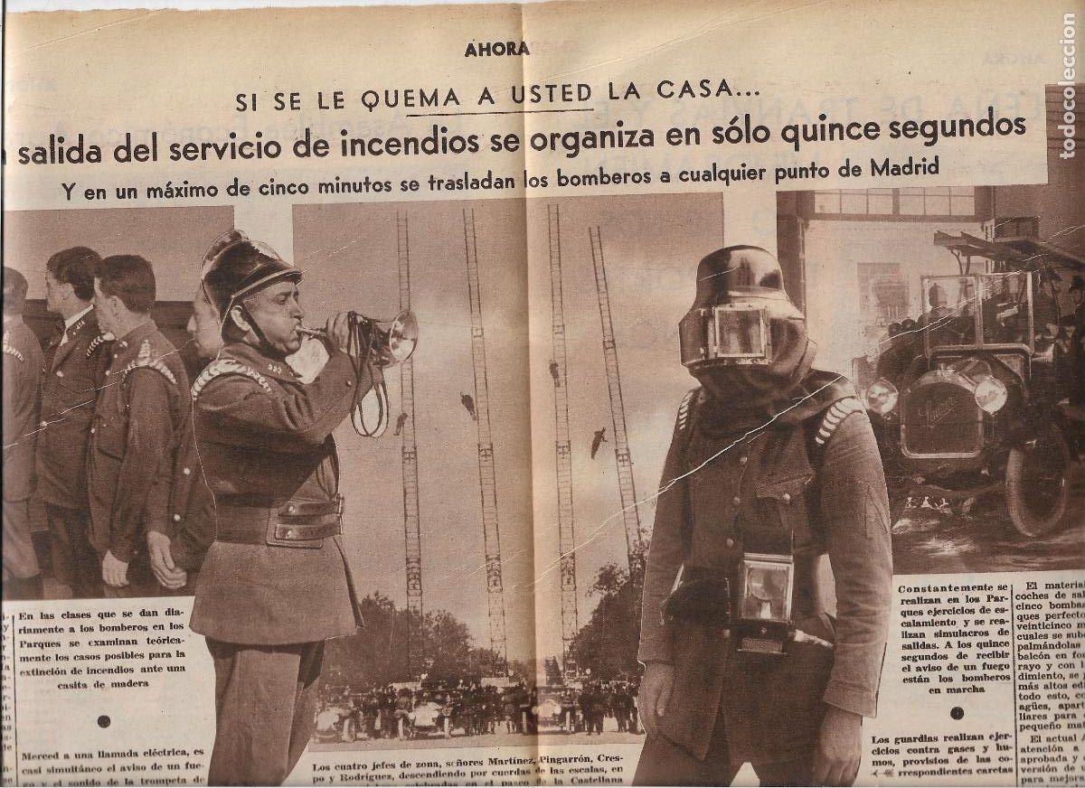 Cat&aacute;logos publicitarios: A&Ntilde;O 1933 RECORTE PRENSA CUERPO BOMBEROS MADRID SALIDA RAPIDA SEVICIO INCENDIOS ACTUACION