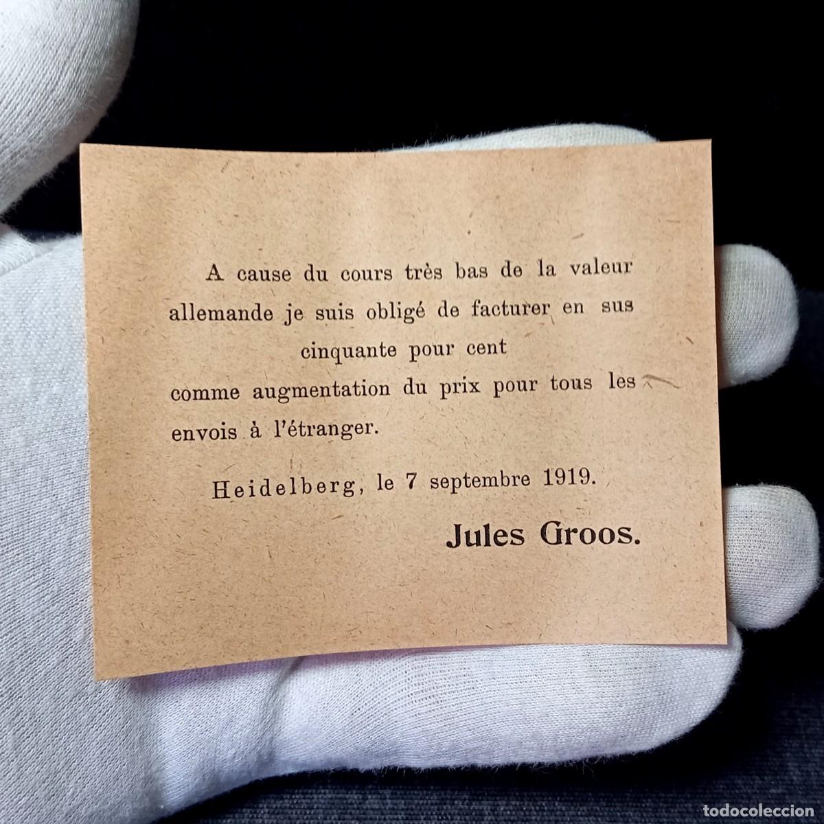 Cat&aacute;logos publicitarios: Rar&iacute;simo Documento Ephemera 1919 Inflaci&oacute;n Posguerra IGM Mark Alem&aacute;n Historia Econ&oacute;mica Julius Groos