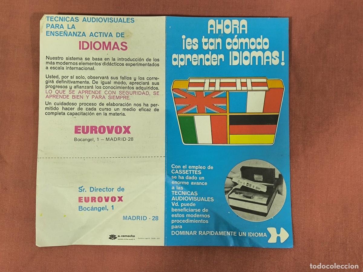Advertising Catalogs: Folleto Publicitario Antiguo Eurovox &ndash; Curso de Idiomas Audiovisual Vintage