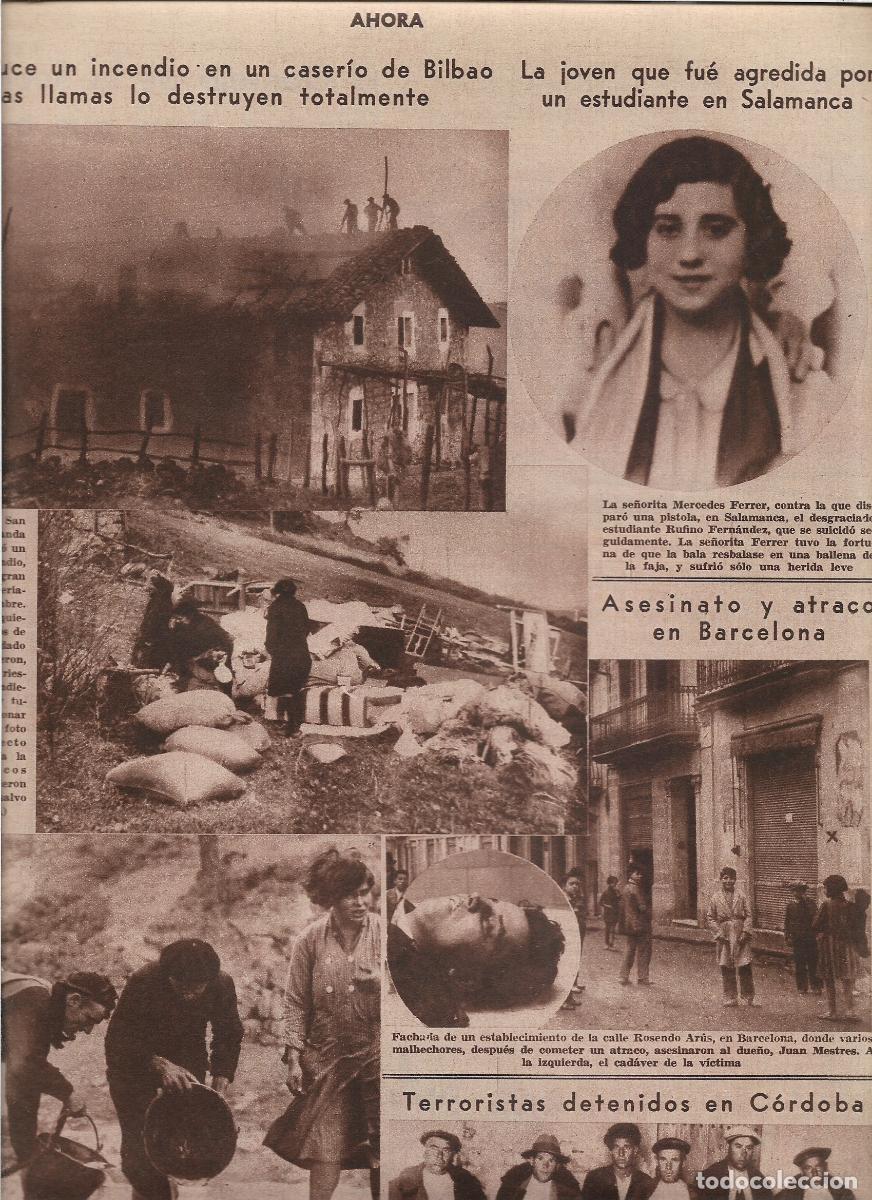 Cat&aacute;logos publicitarios: A&Ntilde;O 1933 RECORTE PRENSA ARCHANDA BILBAO INCENDIO EN EL CASERIO DE SAN ROQUE DESTRUCCION