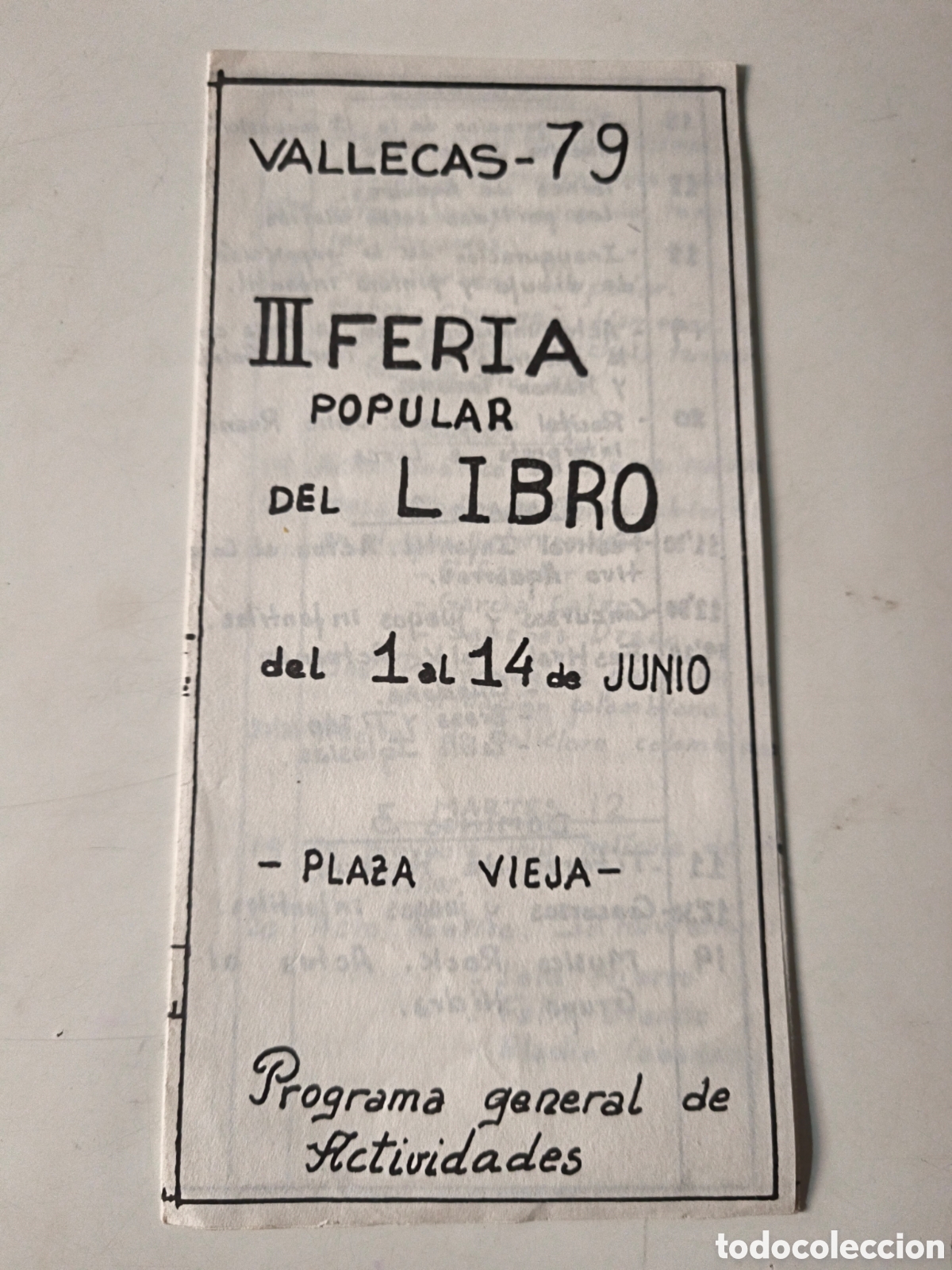 Cataloghi pubblicitari: Programa III Feria popular del Libro Vallecas 1979