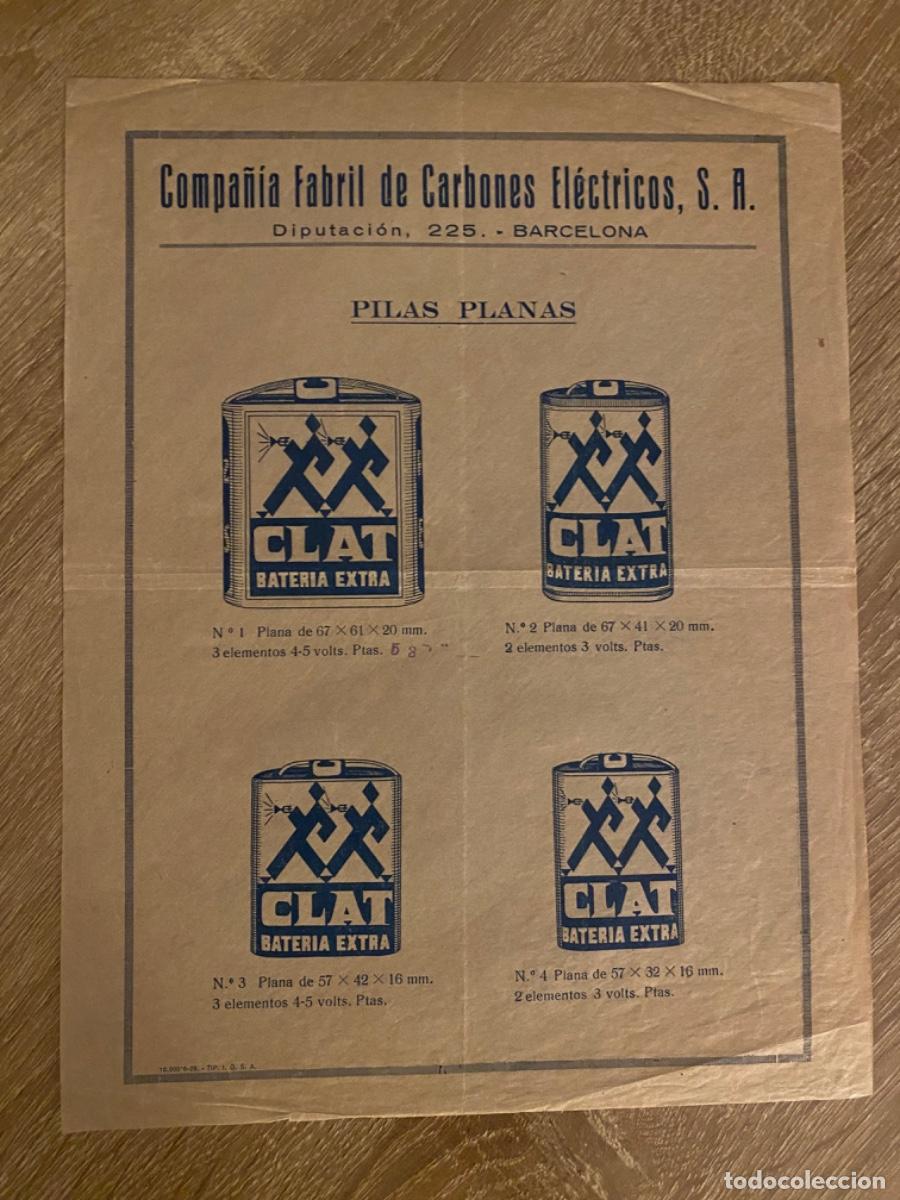 Cat&aacute;logos publicitarios: ANTIGUA PUBLICIDAD PILAS PLANAS CLAT COMPA&Ntilde;&Iacute;A FABRIL CARBONES EL&Eacute;CTRICOS BARCELONA