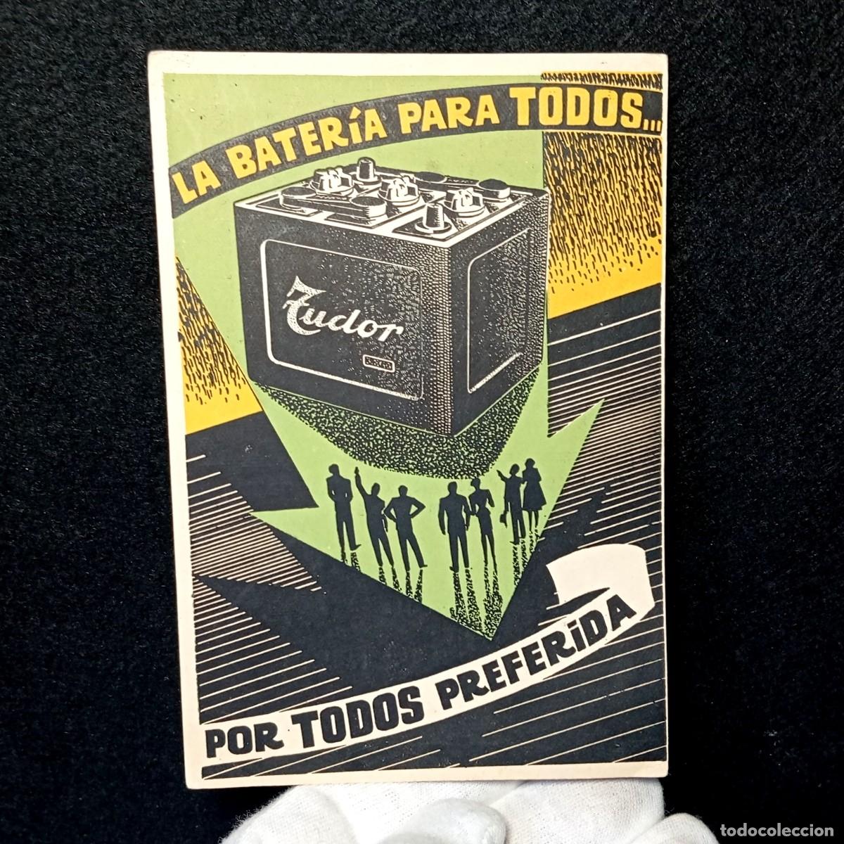 Cat&aacute;logos publicitarios: Postal Publicitaria Baterias Tudor Talleres Condis Vilafranca Penedes Con Sello Franquista Posguerra
